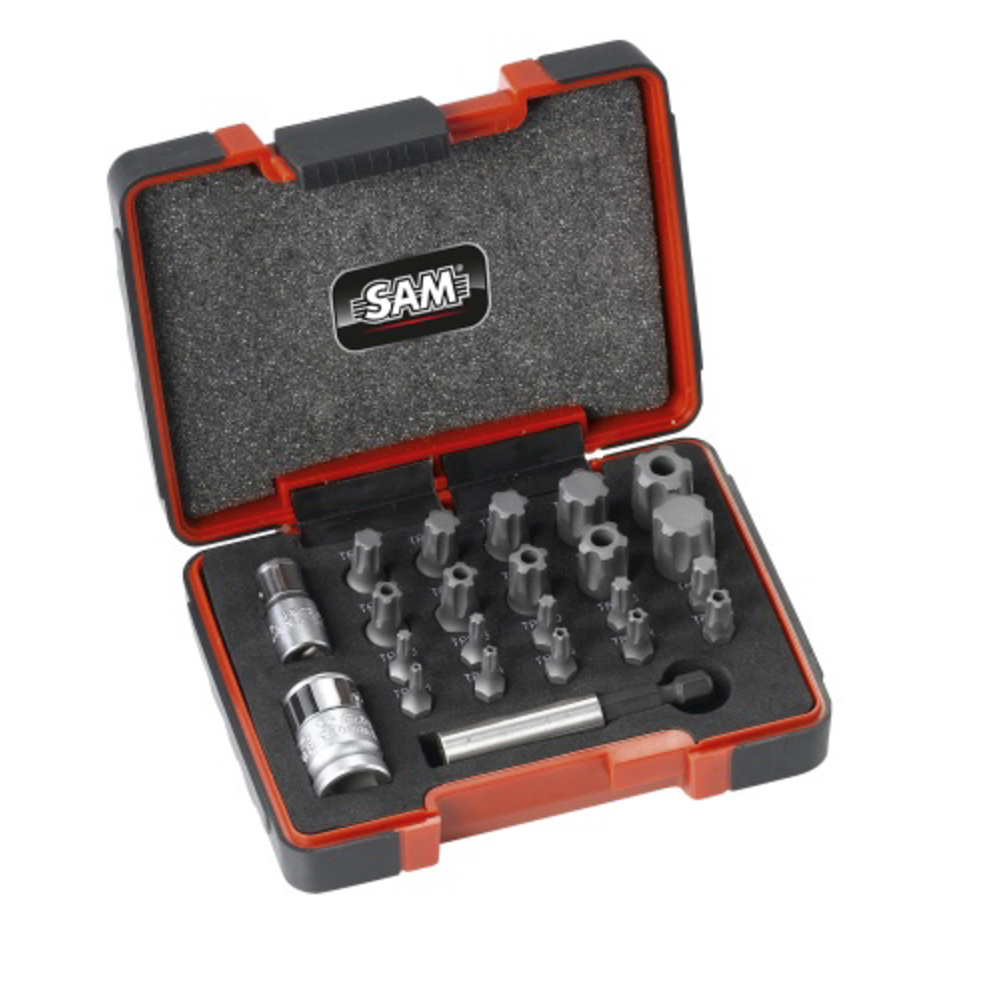 Coffret 23 embouts torx et torx plus avec adaptateurs SAM OUTILLAGE - EMB23CX