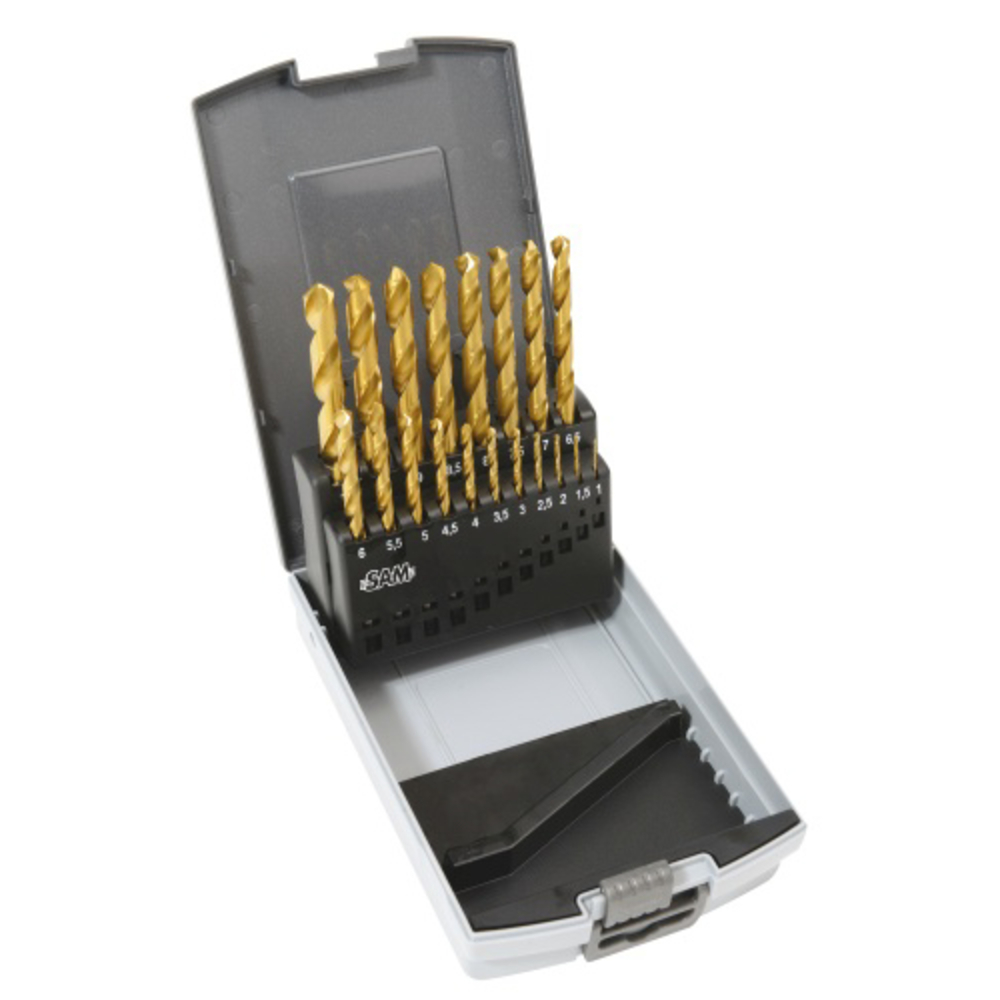 Coffret polymere de 19 forets tailles meules hss tin 1-10mm SAM OUTILLAGE - F2C19