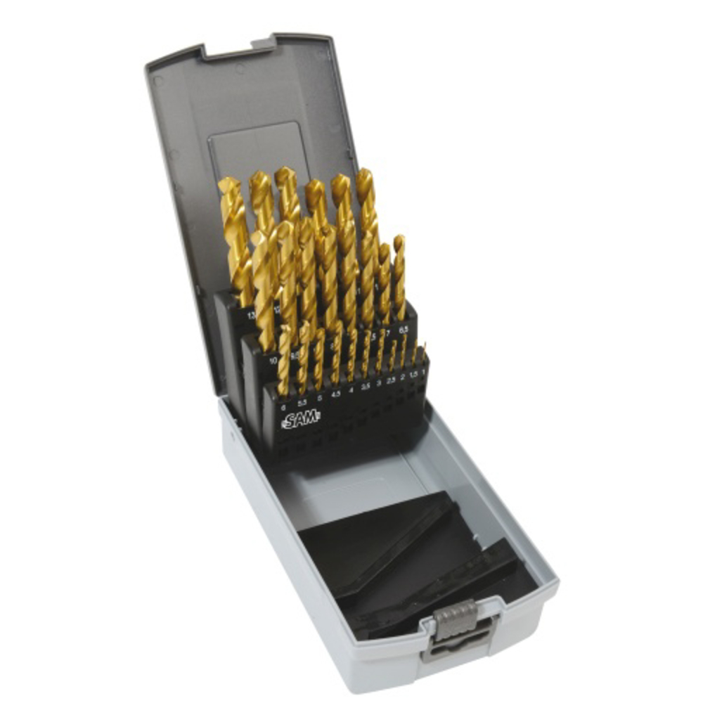 Coffret polymere de 25 forets tailles meules hss tin 1-13 mm SAM OUTILLAGE - F2C25