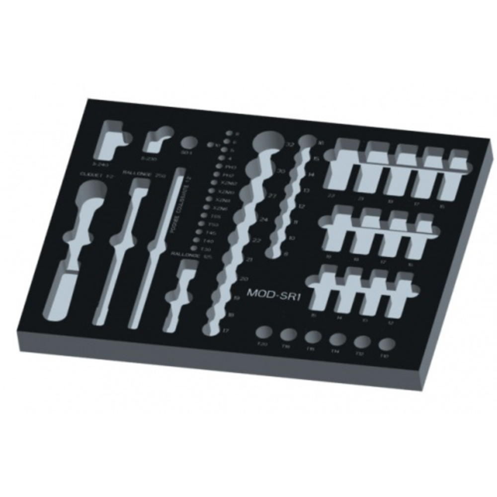 Module mousse 3/3 vide tiroir n° 1 servante service rapide SAM OUTILLAGE - MODSR1