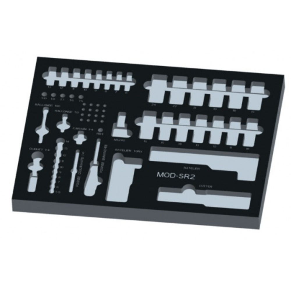 Module mousse 3/3 vide tiroir n° 2 servante service rapide SAM OUTILLAGE - MODSR2