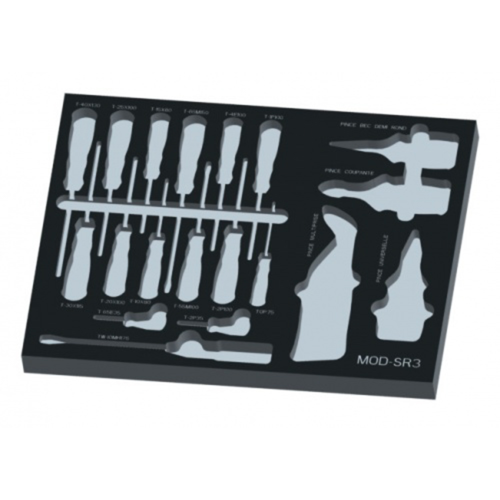 Module mousse 3/3 vide tiroir n° 3 servante service rapide SAM OUTILLAGE - MODSR3