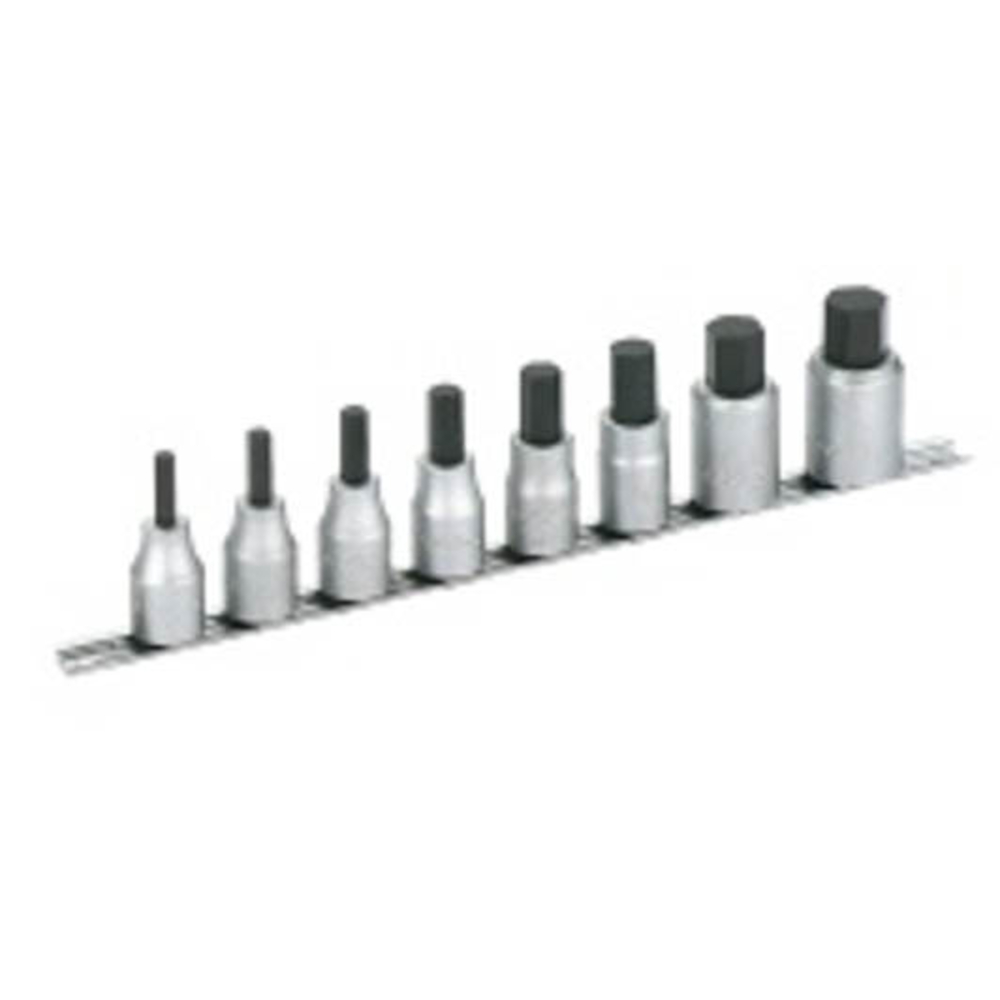 JEU DE 8 DOUILLES SAM OUTILLAGE TOURNEVIS STANDARD 1/2 SUR RACK MONOBLOC, POUR VIS 6 PANS CREUX, EN MM -SC-J8R
