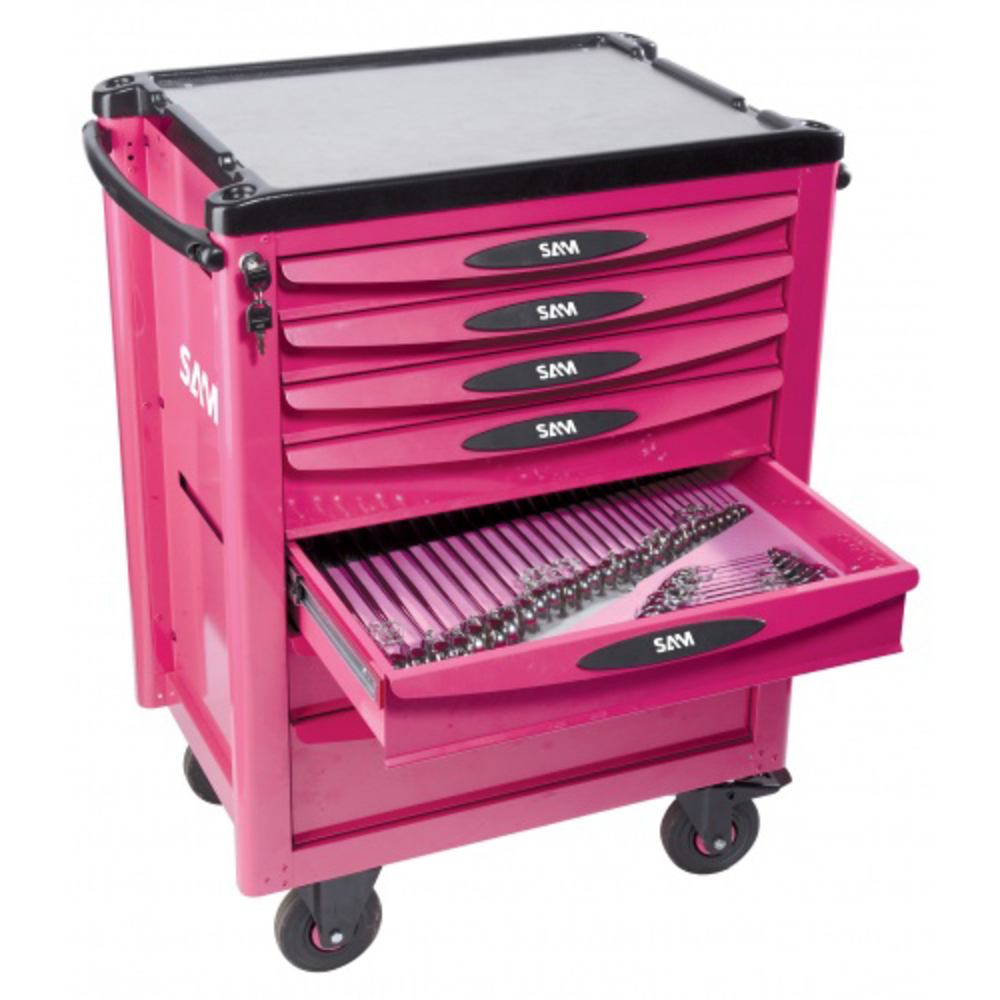 Servante 40 - 7 tiroirs - magenta - plateau aluminium SAM OUTILLAGE - SERVI740FME