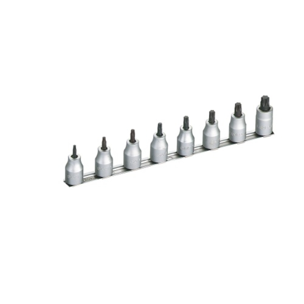 RACK DE 8 DOUILLES SAM OUTILLAGE TOURNEVIS 1/2 TORX COURTE-STJ-8R