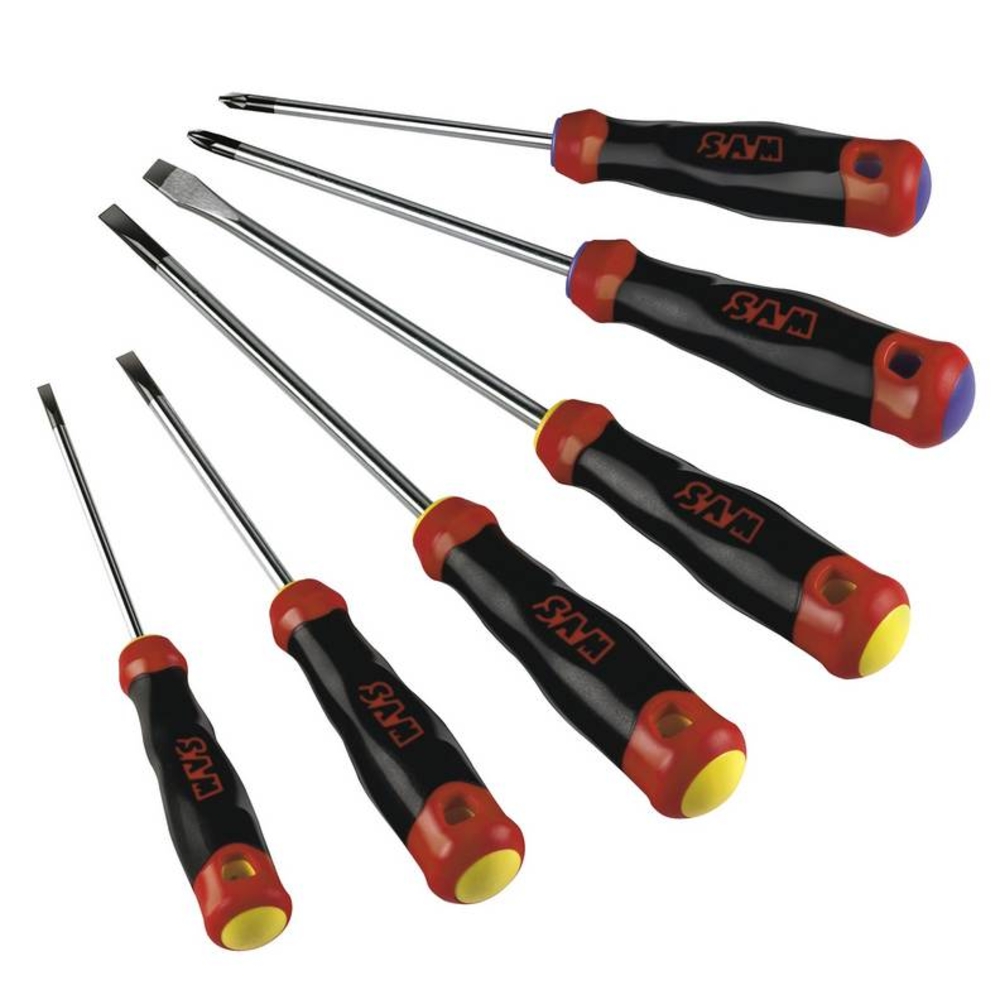 JEU DE 6 TOURNEVIS S1 FENTE POZIDRIV SAM OUTILLAGE - TJ2