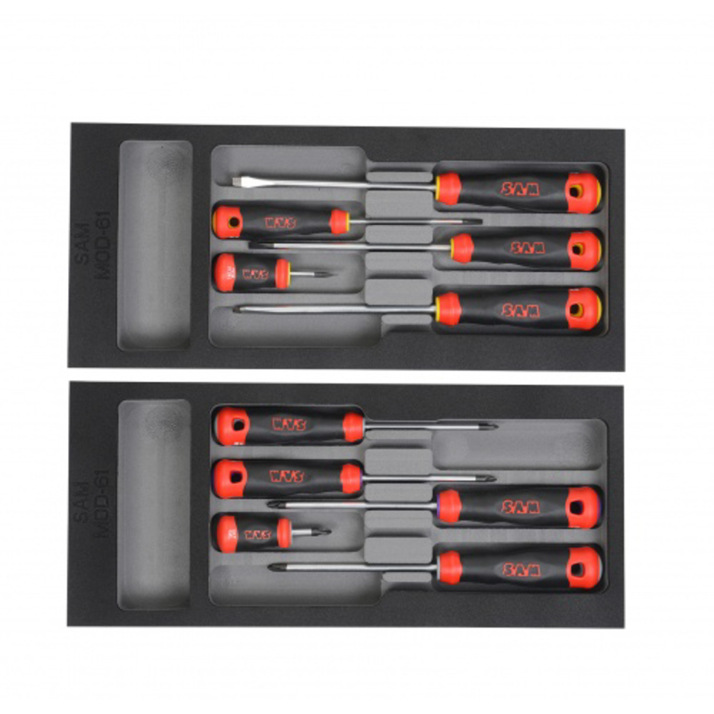 Module mousse 1/3 de 10 tournevis bi-matiere SAM OUTILLAGE - TPPZJ10MM