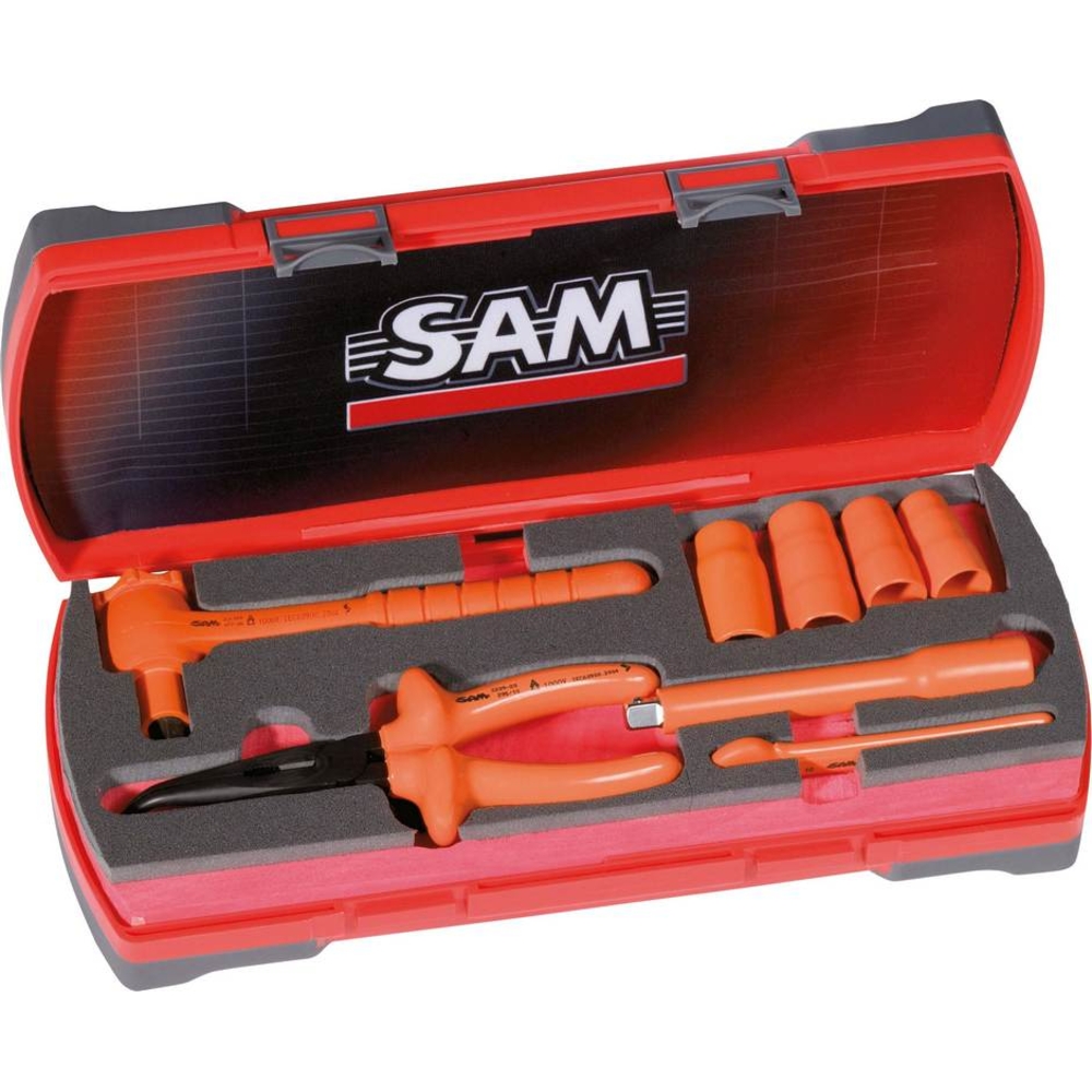COFFRET 8 OUTILS ISOLES 1000V DOUILLES ET ACCESSOIRES 3/8' SAM OUTILLAGE - ZJHJ8PCE