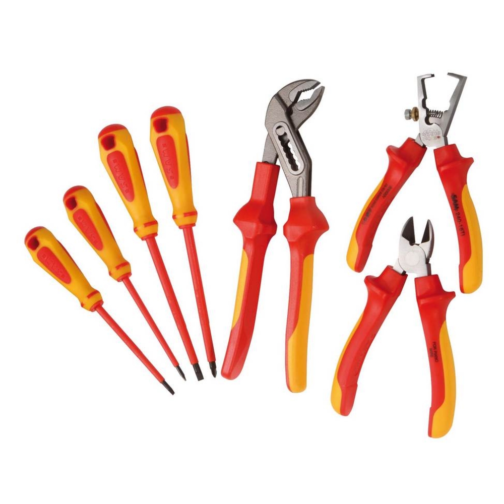 JEU DE 7 OUTILS ISOLES 1000 VOLTS 3 PINCES + 4 TOURNEVIS VDE SAM OUTILLAGE - ZTBPJ7