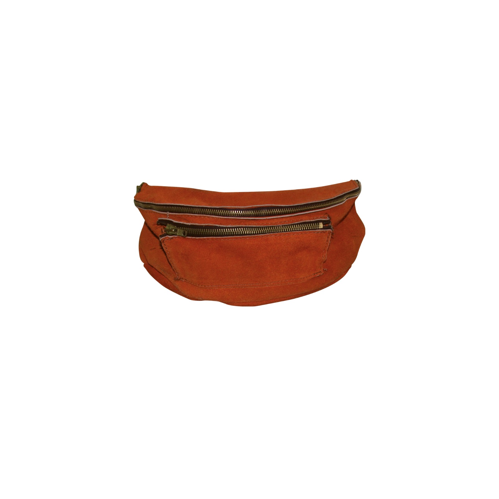 Sacoche banane croûte cuir rouille arrondie SASSI 00863