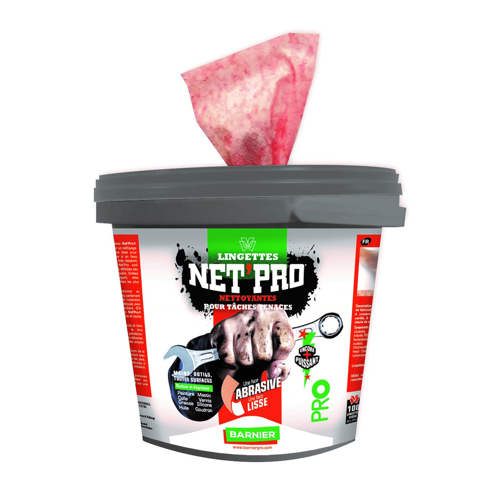 100 LINGETTES NETTOYANTES ABRASIVES NET PRO BARNIER 182804