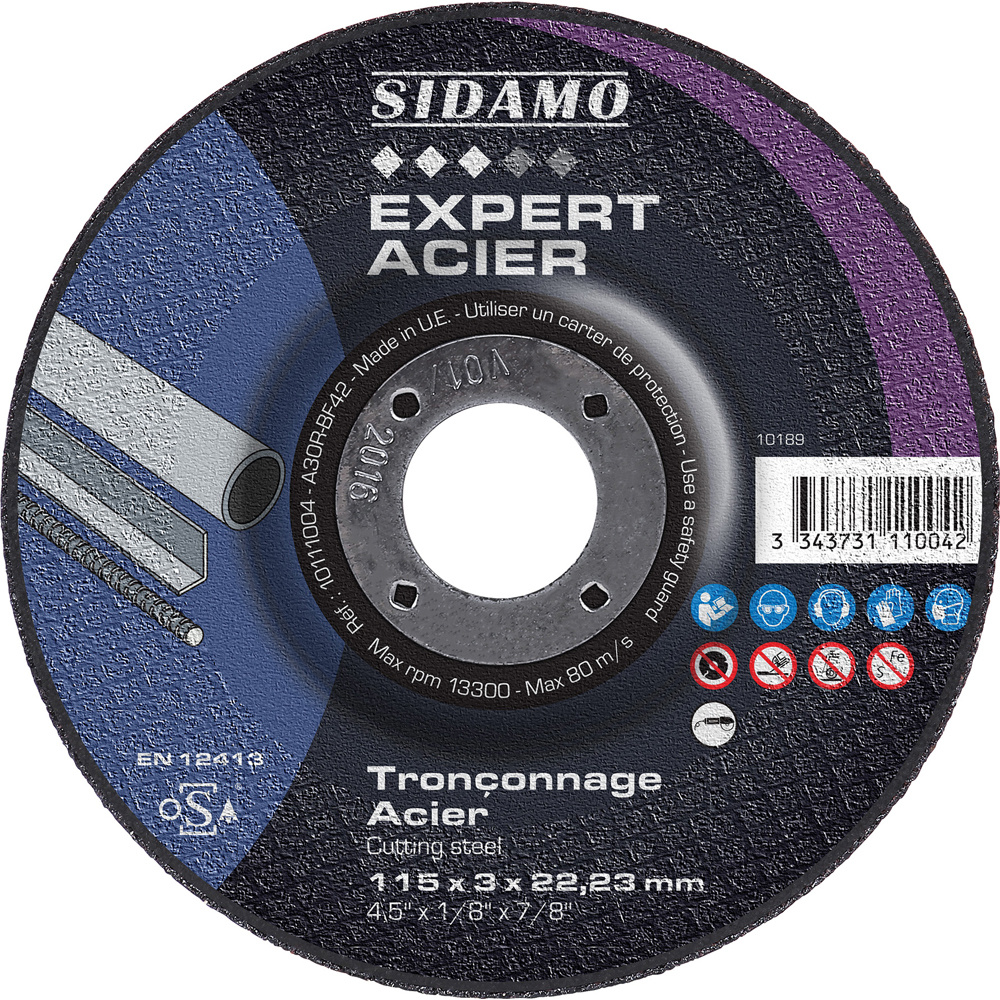 Disque à tronçonner EXPERT ACIER pour tronçonnage à sec des métaux ferreux et fonte dure SIDAMO - 10111004