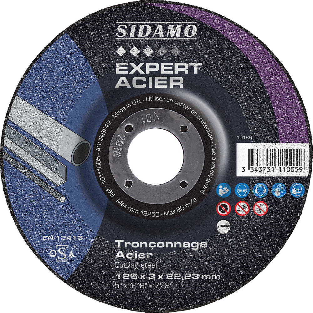 Disque à tronçonner EXPERT ACIER pour tronçonnage à sec des métaux ferreux et aciers de construction SIDAMO - 10111005