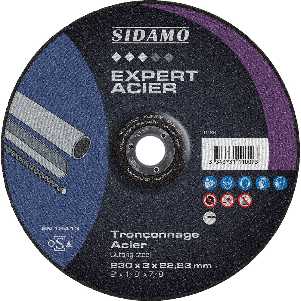Disque à tronçonner EXPERT ACIER pour tronçonnage à sec de métaux ferreux et aciers de construction SIDAMO - 10111007