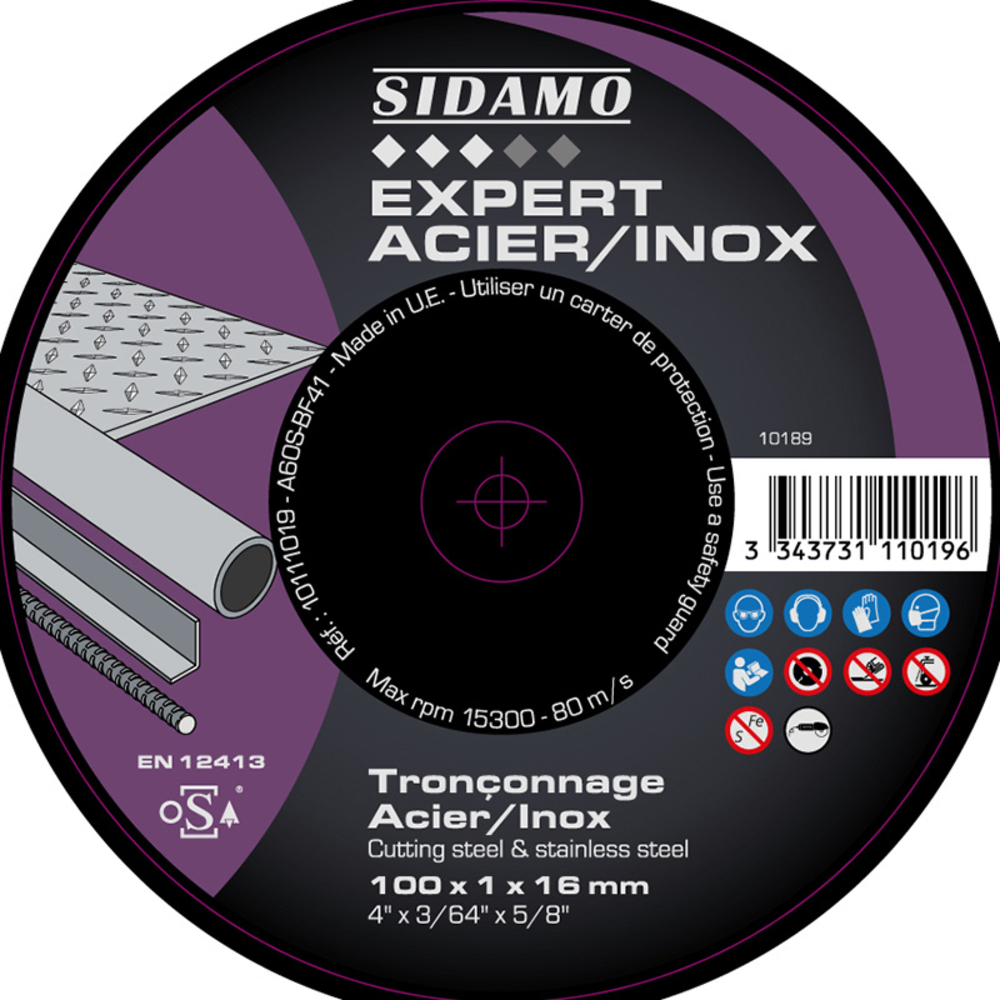 DISQ. TRONC EXPERT ACIER INOX D.100 x 1 x 16 SIDAMO - 10111019
