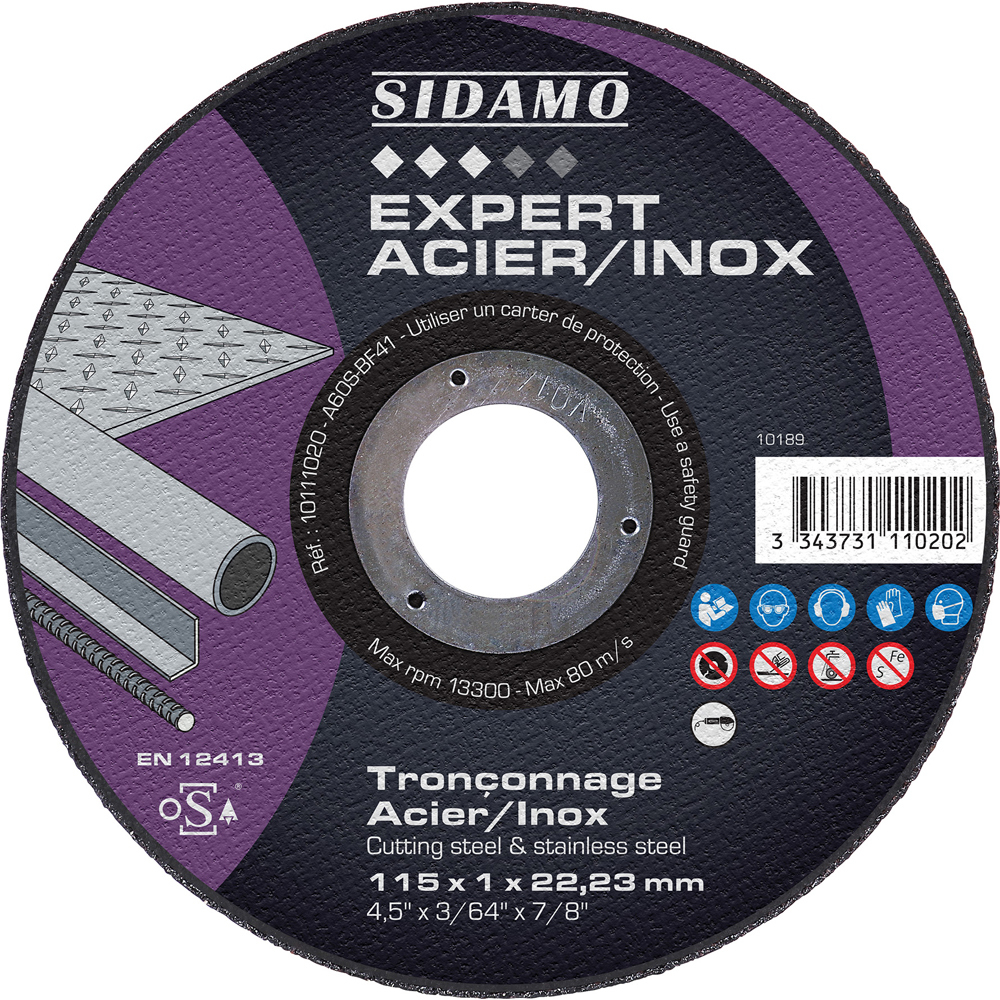 DISQ. TRONC EXPERT ACIER INOX D.115 x 1 x 22,23 SIDAMO - 10111020