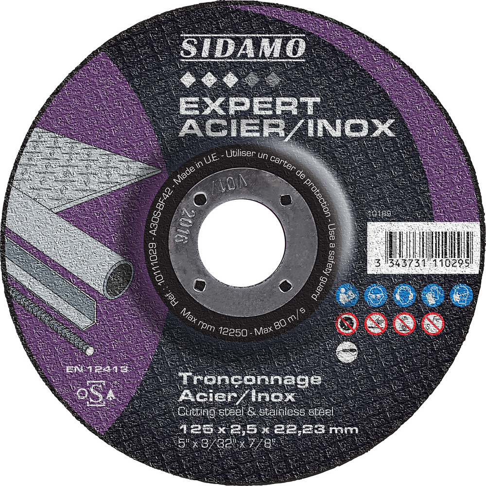 Disque à tronçonner EXPERT ACIER INOX pour tronçonnage à sec de profilés et tôles en acier ou inox SIDAMO - 10111029