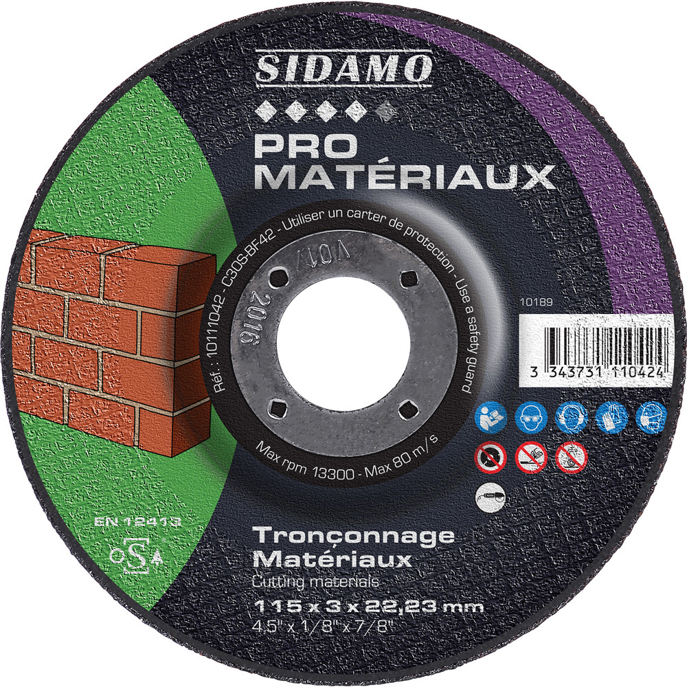 Disque à tronçonner PRO MATERIAUX pour béton et pavé - Tronçonnage à sec électro-portatif SIDAMO - 10111042