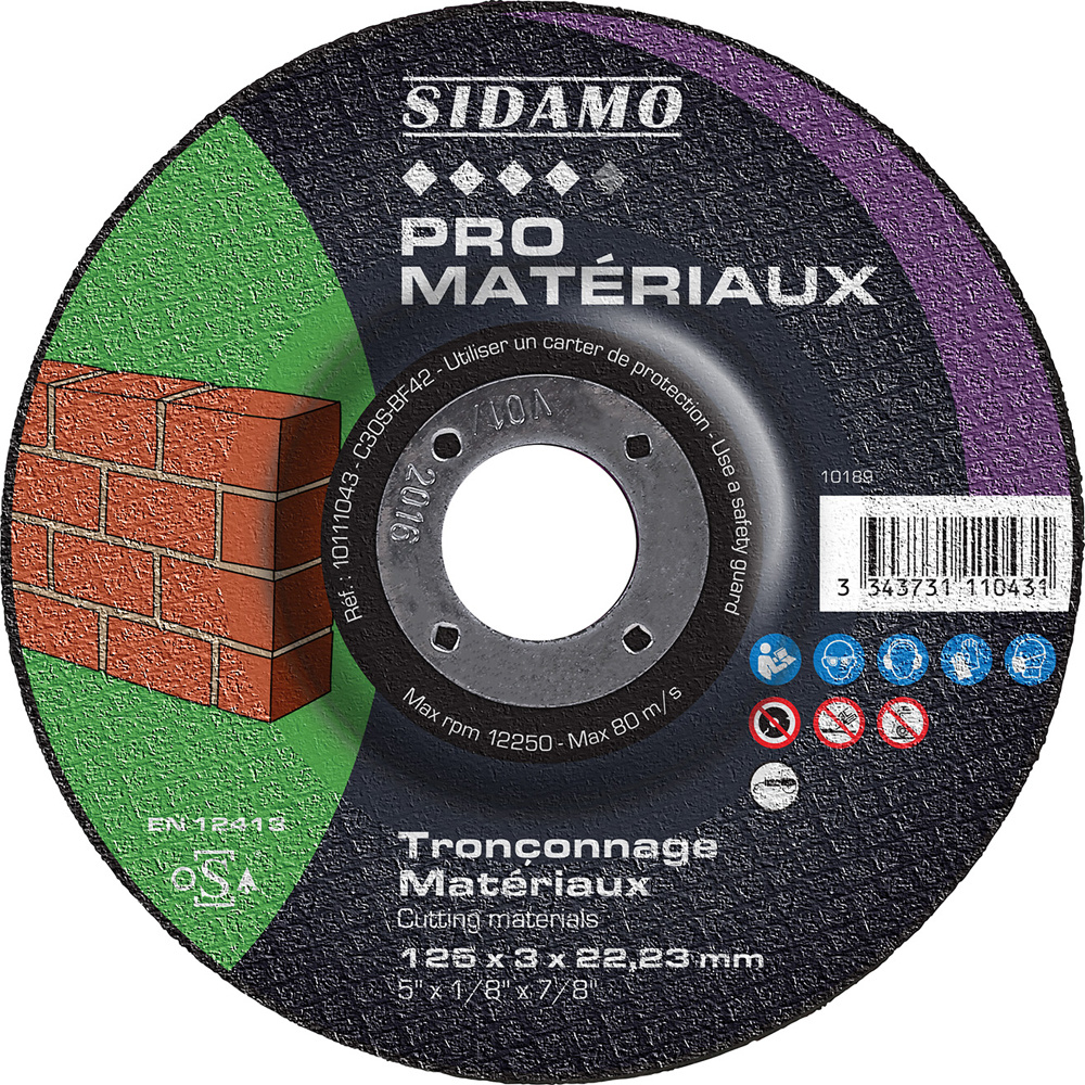 Disque à tronçonner PRO MATERIAUX pour tronçonnage à sec béton et pavé auto-bloquant SIDAMO - 10111043
