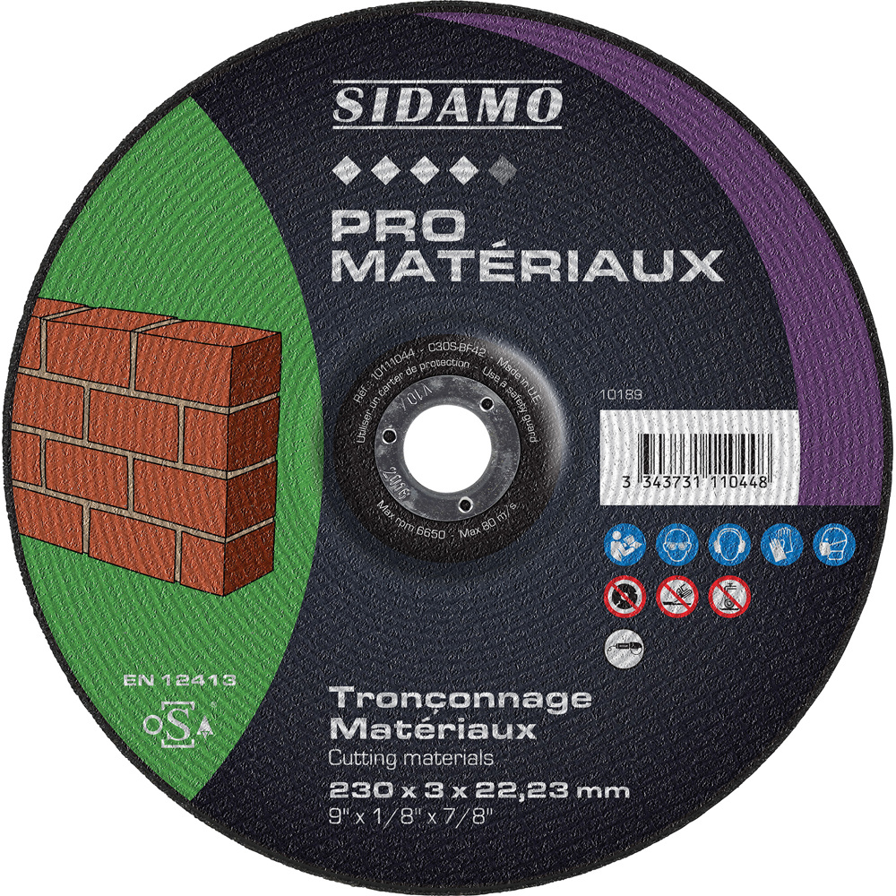 Disque à tronçonner PRO MATERIAUX pour béton et pavé - Tronçonnage à sec électro-portatif SIDAMO - 10111044