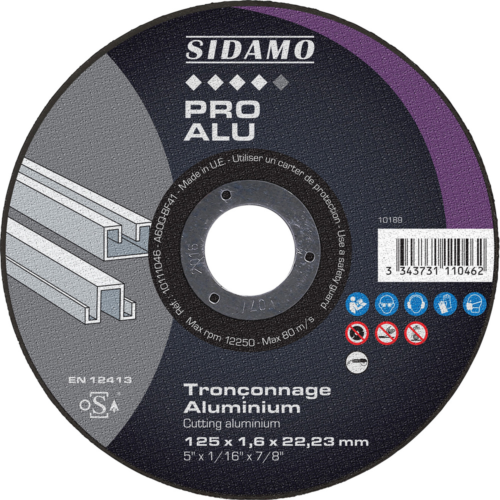 Disque à tronçonner PRO ALU pour tronçonnage à sec de profilés et tôles en aluminium SIDAMO - 10111046