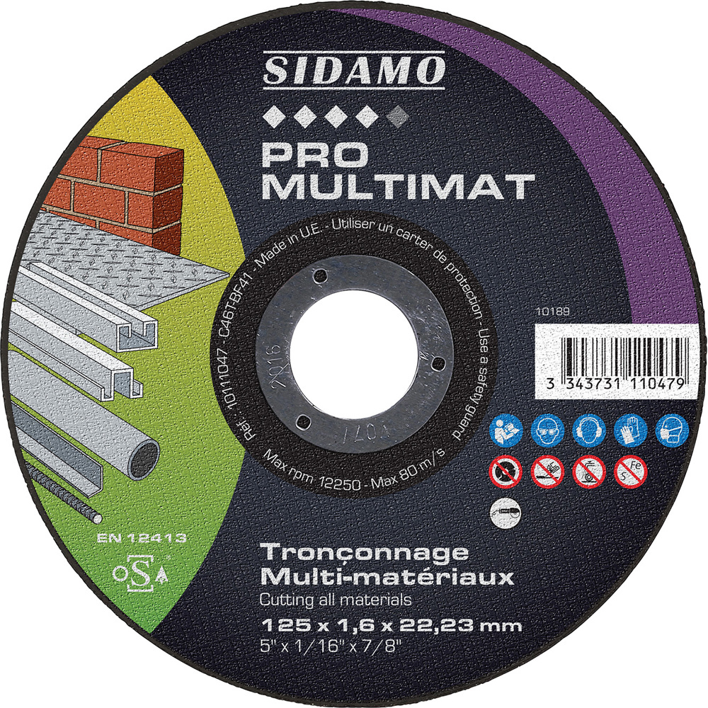 Disque à tronçonner PRO MULTIMAT pour tronçonnage à sec de multi-matériaux SIDAMO - 10111047