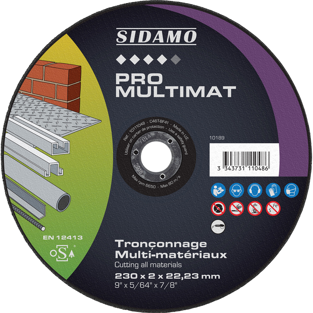Disque à tronçonner PRO MULTIMAT pour multi-matériaux SIDAMO - 10111048