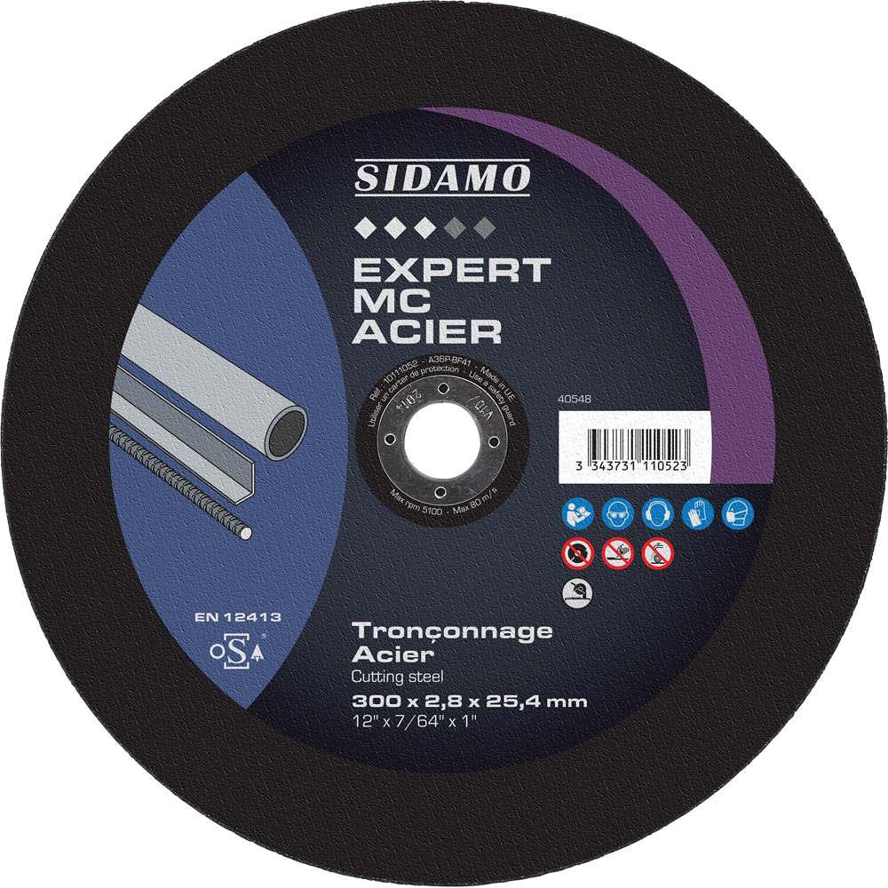 Disque à tronçonner Expert MC Acier pour métaux ferreux et aciers haute dureté SIDAMO - 10111052