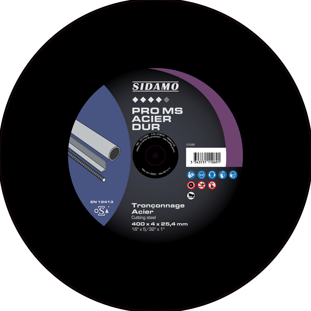 DISQ. TRONC PRO MS ACIER DUR D.400 x 4 x 25,4 SIDAMO - 10111069
