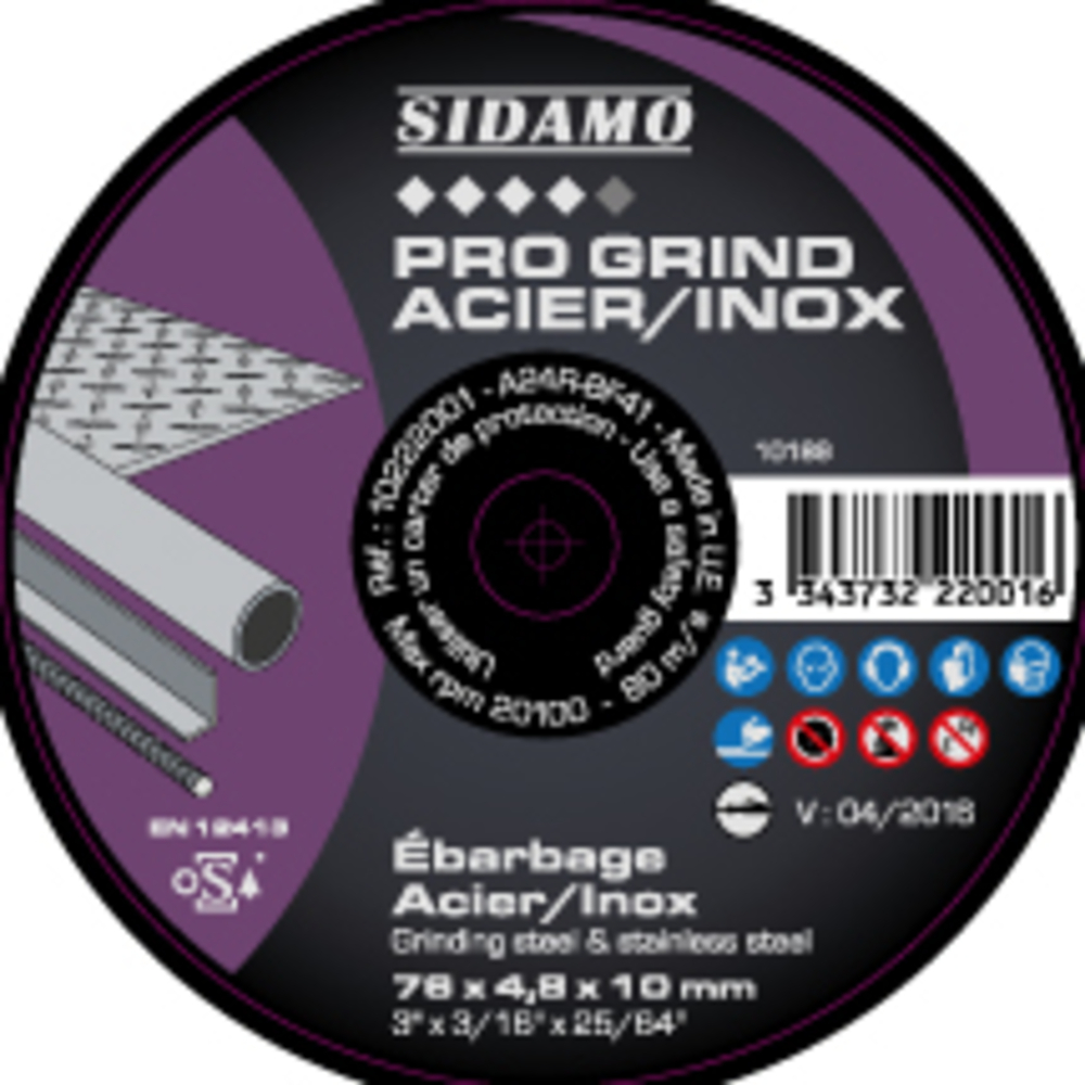 Meule d'ébarbage PRO GRIND acier inox pour ébarbage de métaux ferreux et fonte dure SIDAMO - 10222001