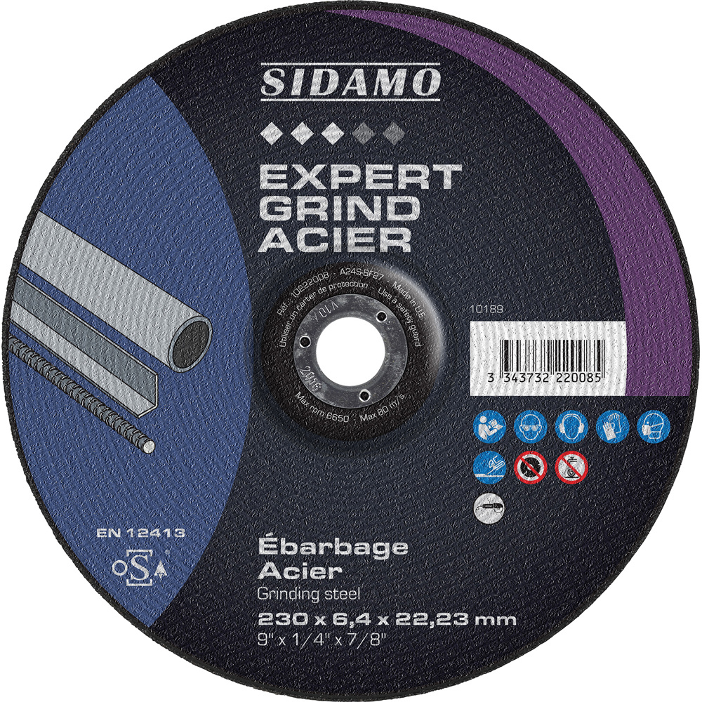 Meule d'ébarbage Expert Grind Acier pour ébarbage de métaux ferreux et aciers de construction SIDAMO - 10222008