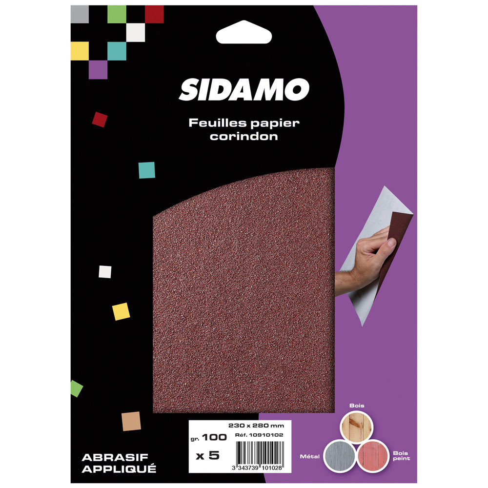 BLISTER DE 5 FEUILLES PAPIER CORINDON 230X280 GR.60 SIDAMO - 10910101