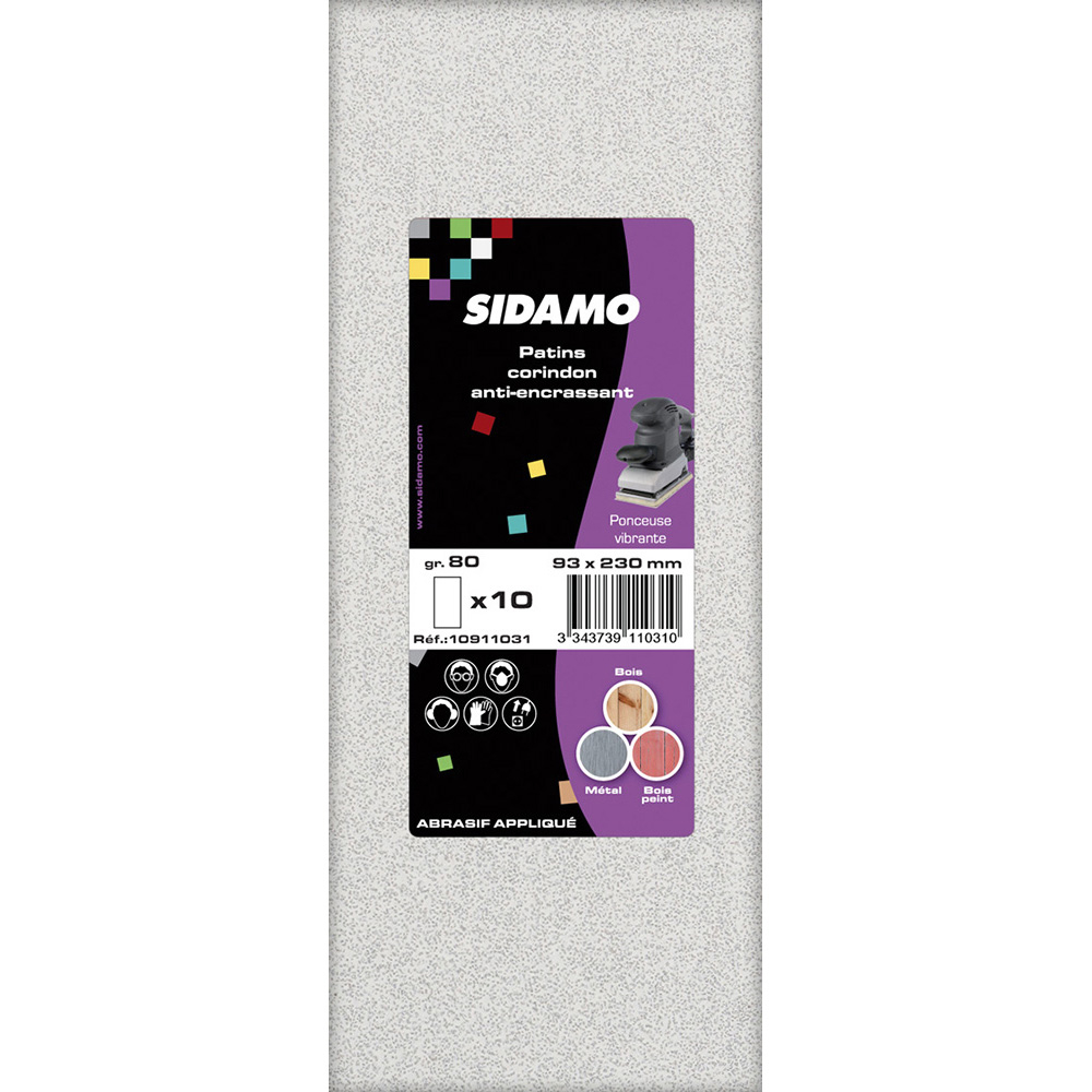 Patin 93 x 230 papier corindon anti-encrassant pour ponçage et décapage de métaux et bois SIDAMO - 10911032