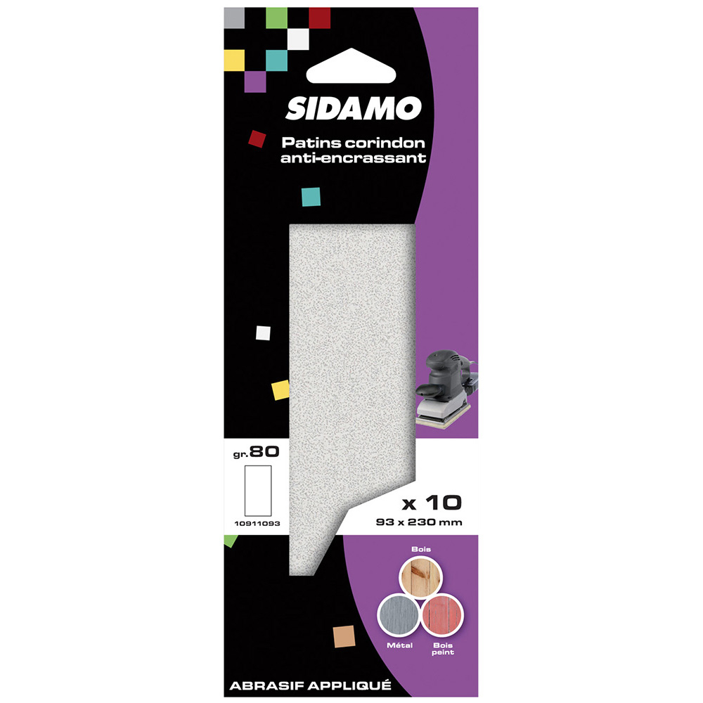 Patin 93 x 230 papier corindon anti-encrassant pour ponçage et décapage à sec SIDAMO - 10911093