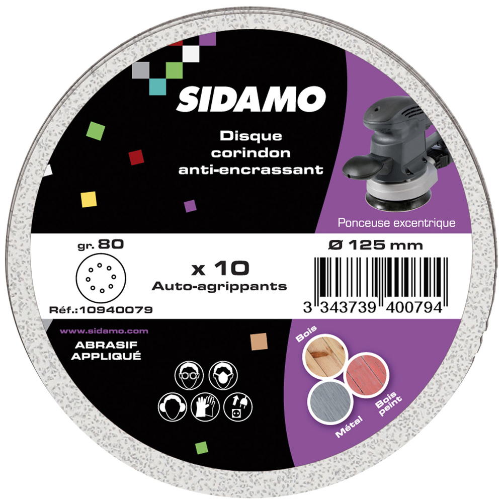 Disque auto-agrip. D125mm corindon anti-encrassant pour ponçage et décapage de matériaux variés SIDAMO - 10940079