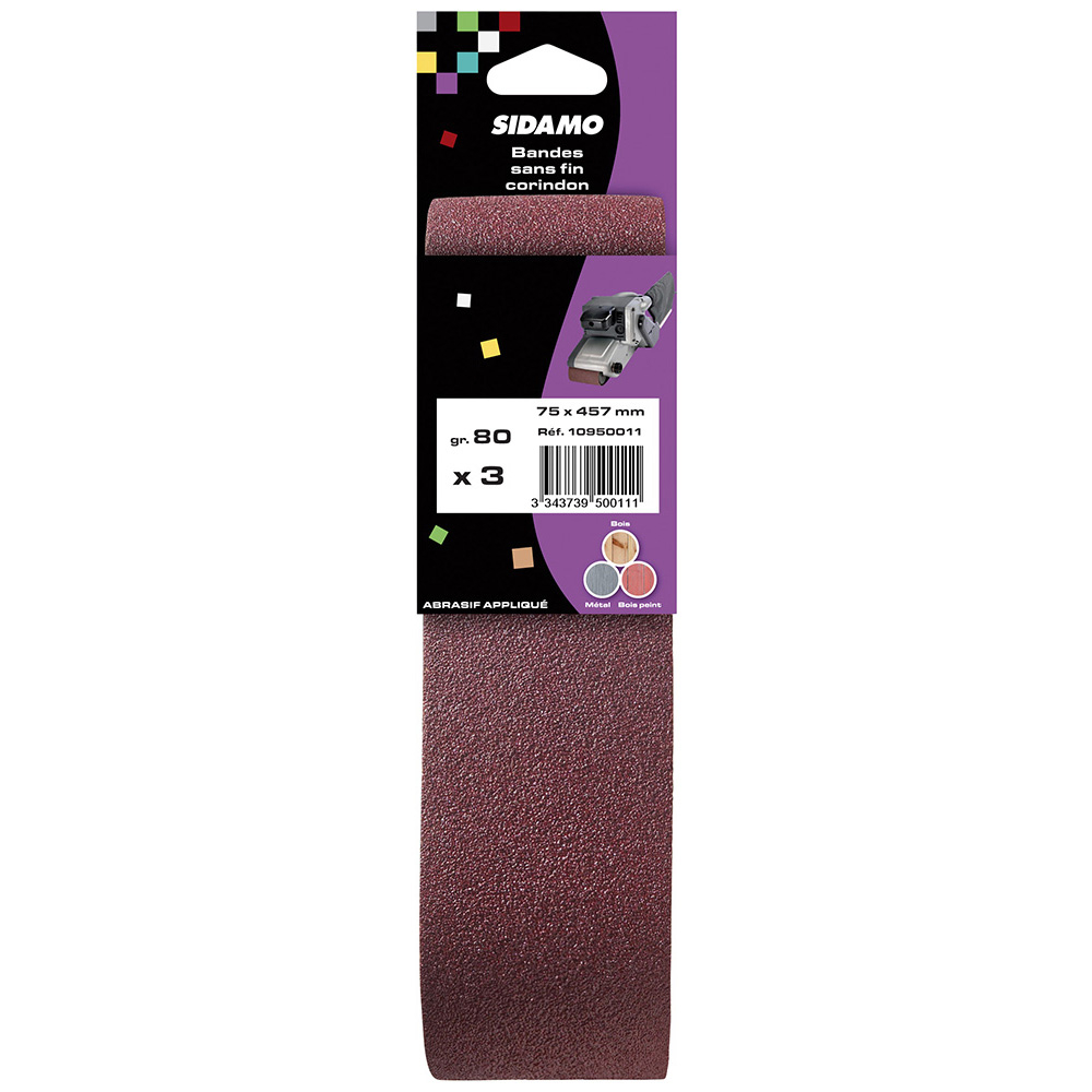 Bande abrasive corindon BSF 457 pour décapage et ponçage des métaux, bois, plastique, peinture ancienne SIDAMO - 10950011