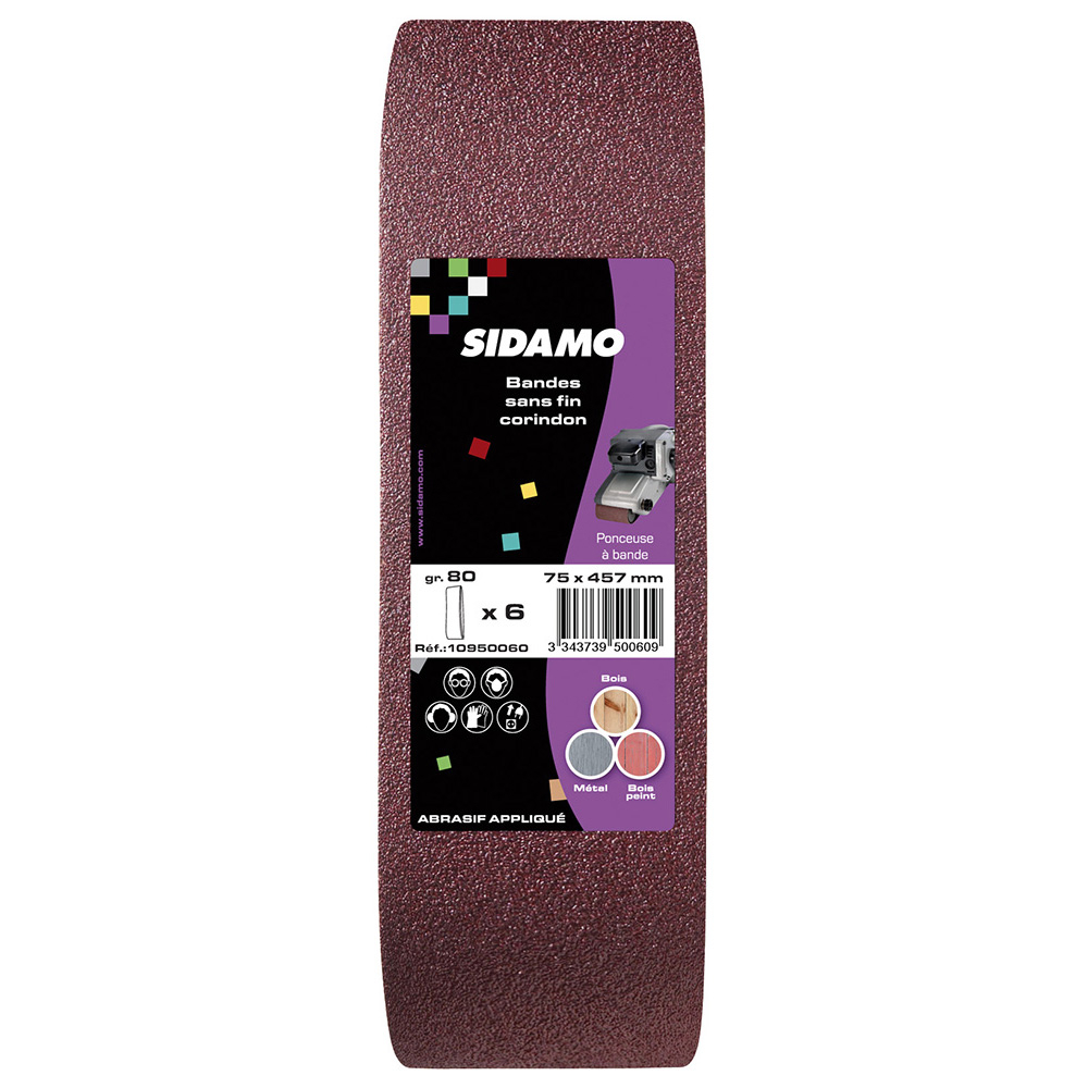 Bande abrasive corindon BSF 457 pour décapage et ponçage des métaux, bois, plastique, peinture ancienne SIDAMO - 10950060