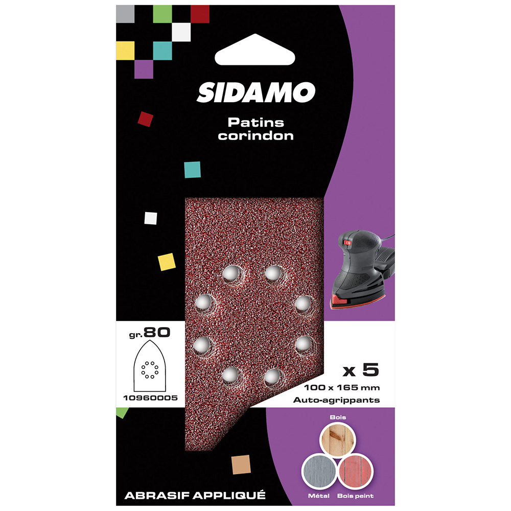 BLISTER DE 5 PATINS AUTO.AGRI. FER A REPASSER PERFO.8.TR. GR 80 SIDAMO - 10960005