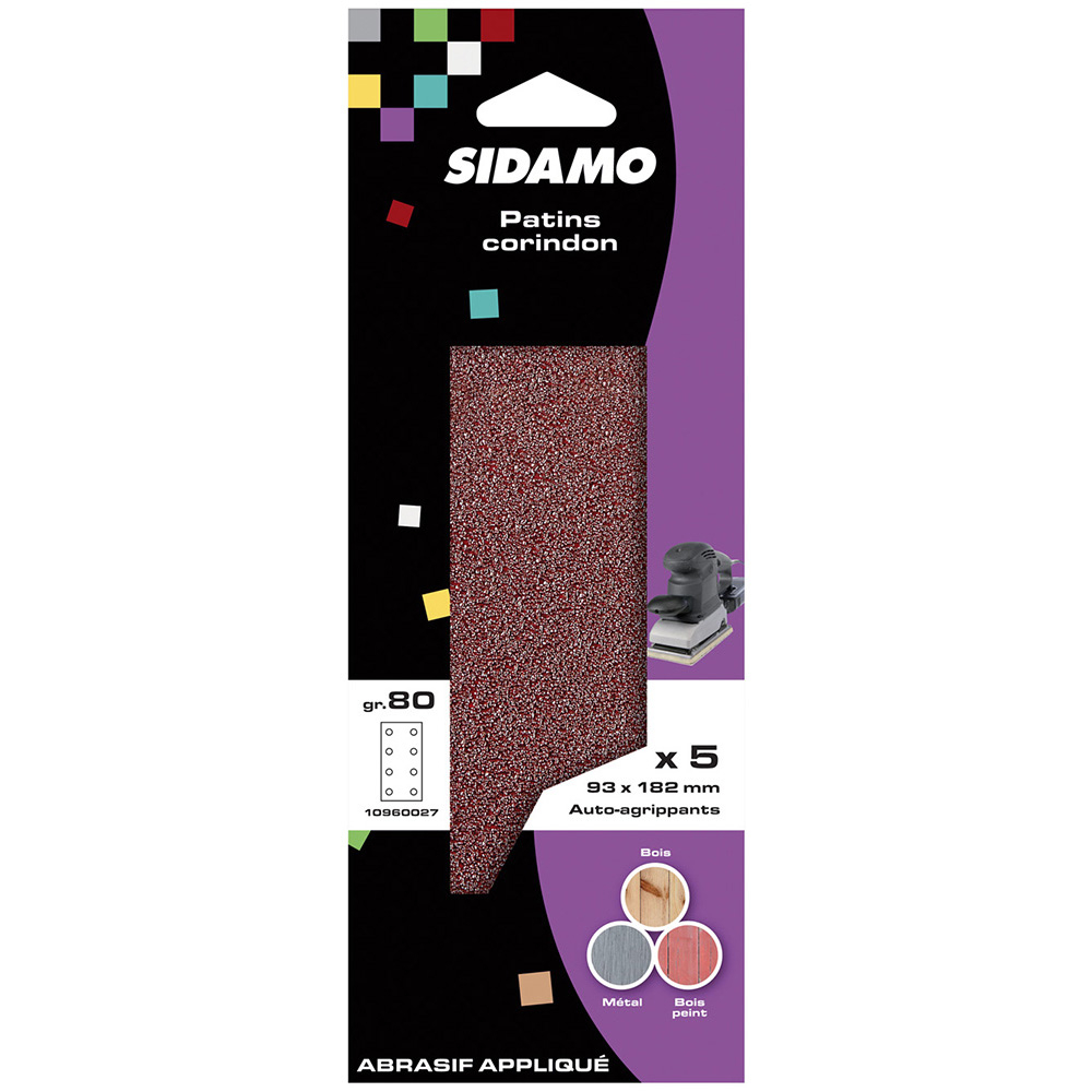 BLISTER DE 5 PATINS AUTO-AGRI. 93X185 PERFO.2X4 GR 80 SIDAMO - 10960027