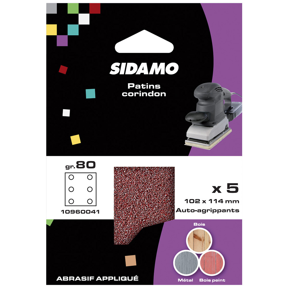 BLISTER DE 5 PATINS AUTO-AGRI. 102X114 GR 80 PERFO.2X3 SIDAMO - 10960041