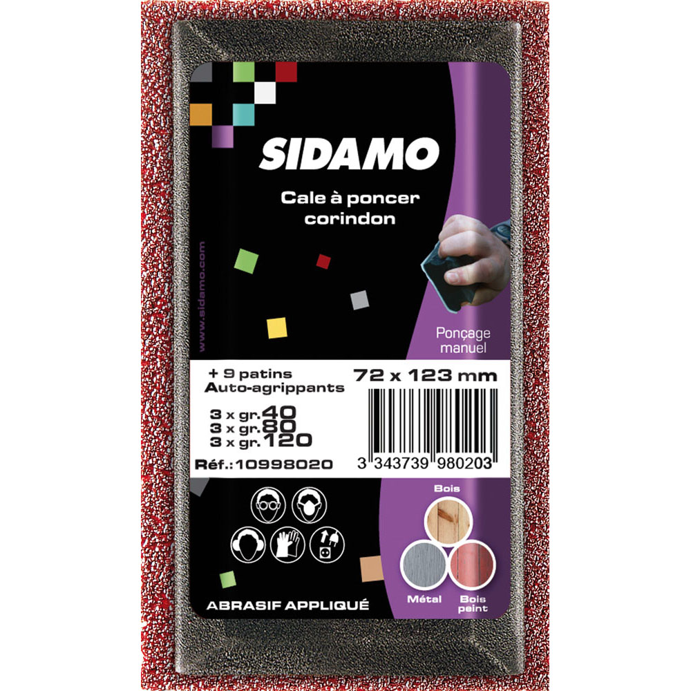 KIT: 1 CALE+9 PATINS CORINDON AUTO-AGGRIPANT 72X123MMGR.ASS. SIDAMO - 10998020