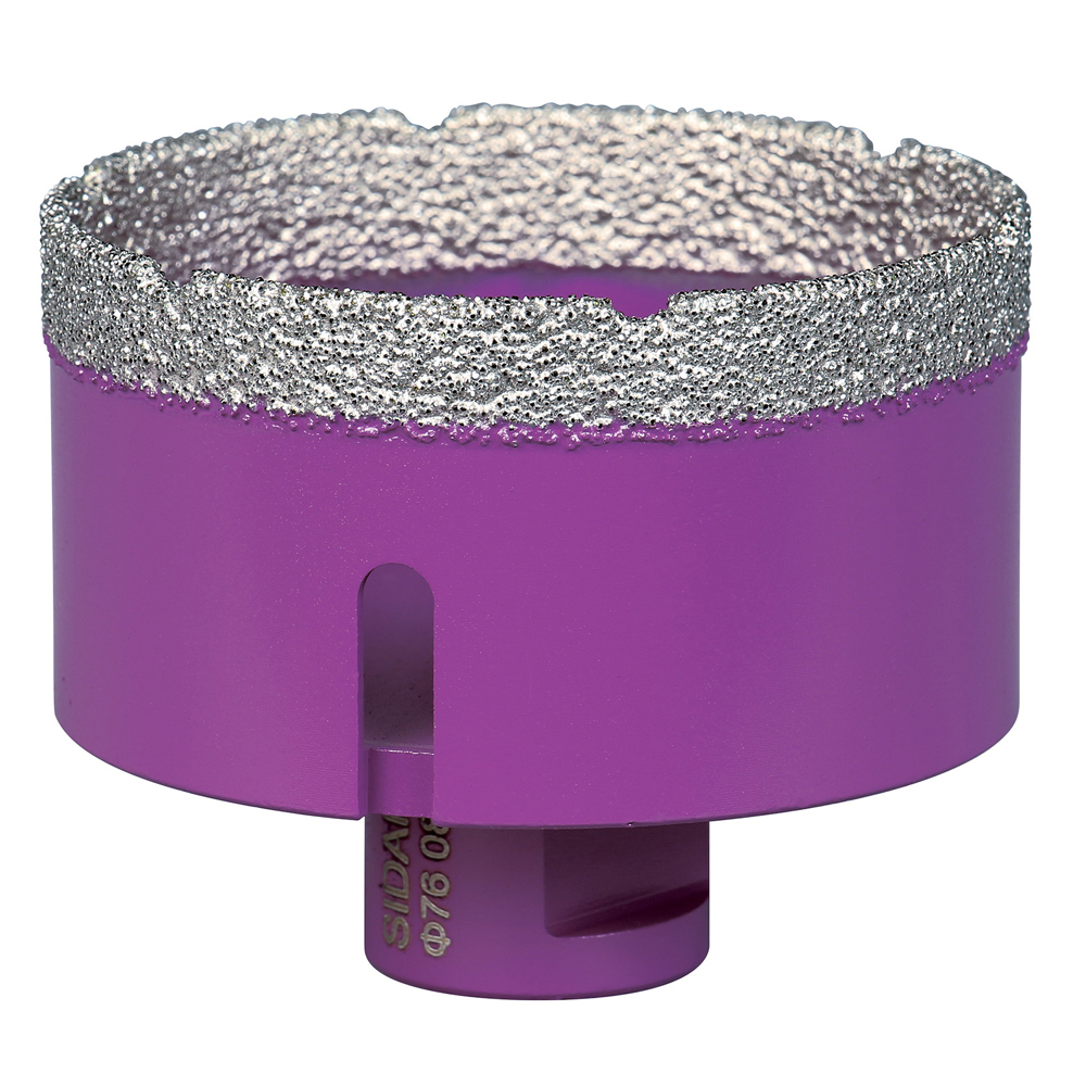 Trépan diamant à sec D76 pour perçage céramique, grès, marbre, granit, composites et fibre de verre SIDAMO - 11101464