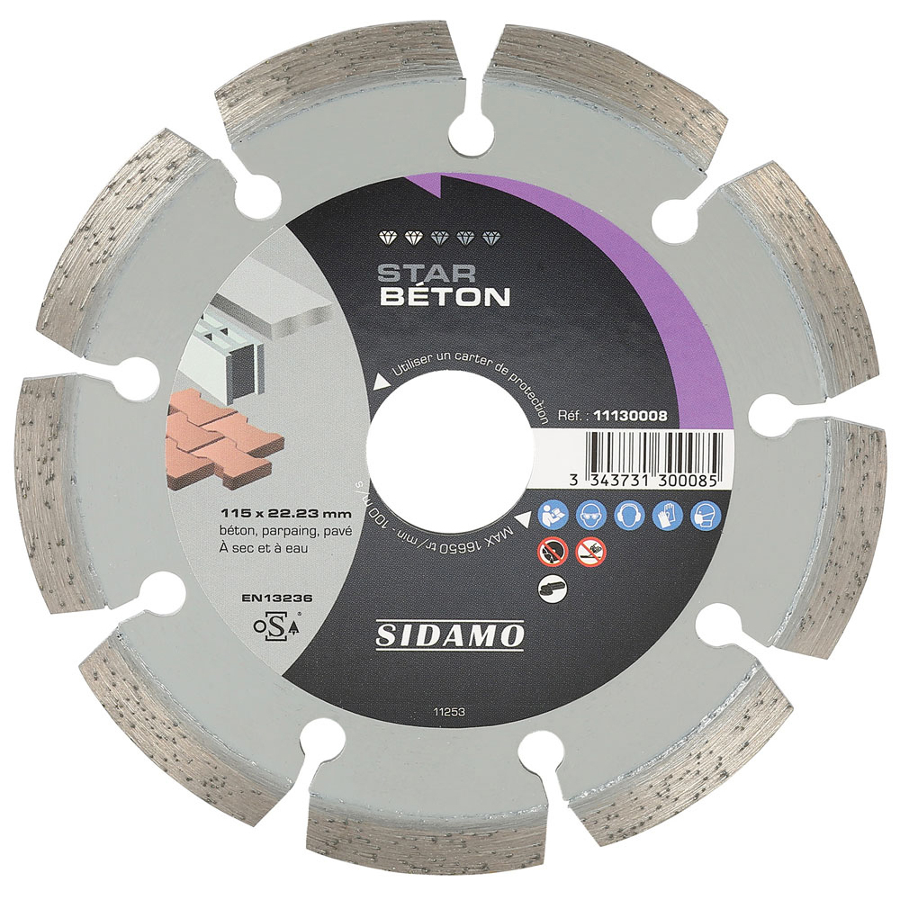 Disque diamant STAR Béton pour tronçonnage sec et humide de béton, parpaing, pavé SIDAMO - 11130008