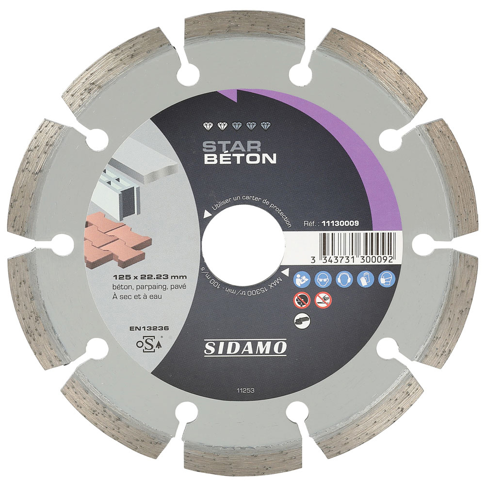 DISQUE DIAMANT STAR BETON D. 125 x 22,23 x h 7 SIDAMO - 11130009