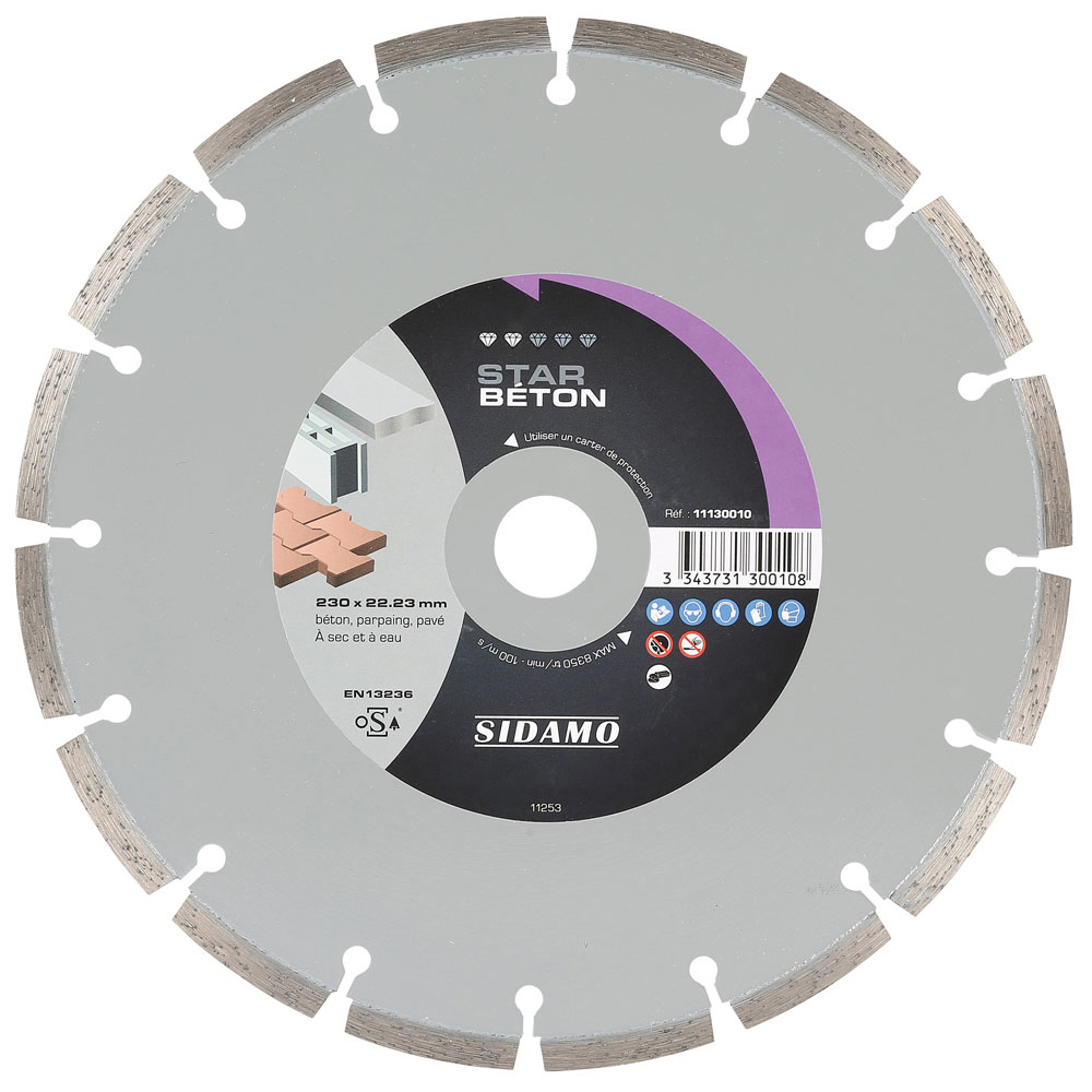 Disque diamant STAR BÉTON pour tronçonnage à sec et à eau de béton, parpaing, pavé SIDAMO - 11130010
