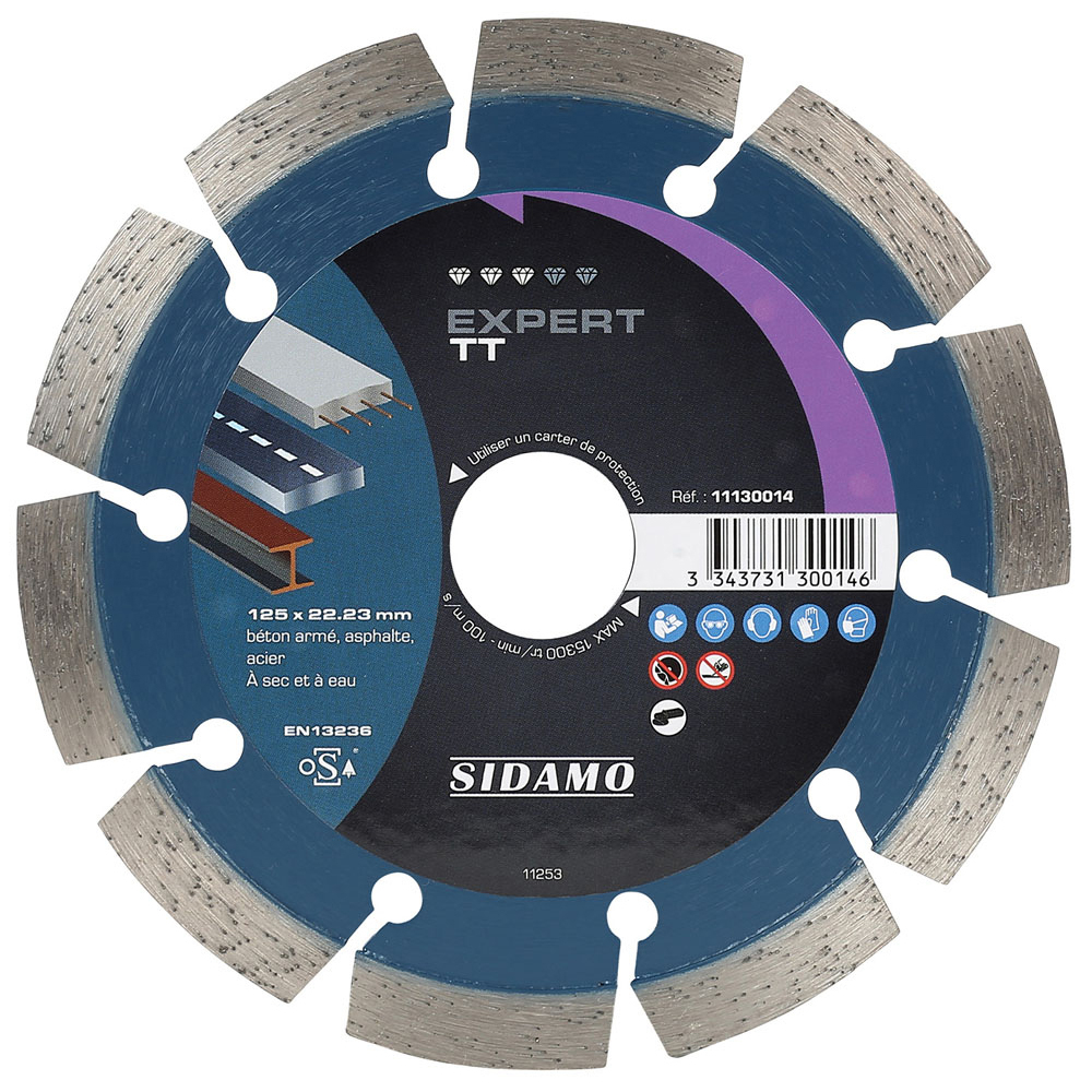 Disque diamant EXPERT TT pour tronçonnage à sec et à eau de béton armé, asphalte, acier SIDAMO - 11130014