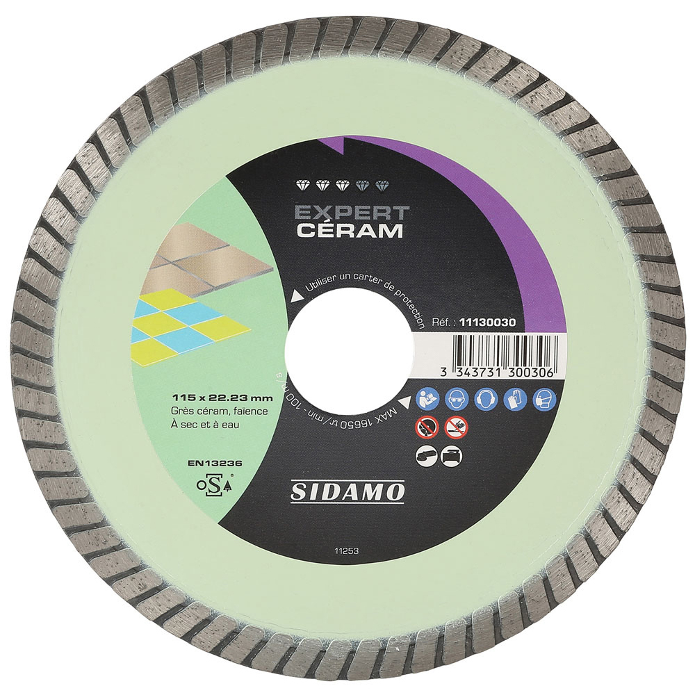 Disque diamant EXPERT CÉRAM pour tronçonnage de Grès céram et faïence à sec et à eau SIDAMO - 11130030