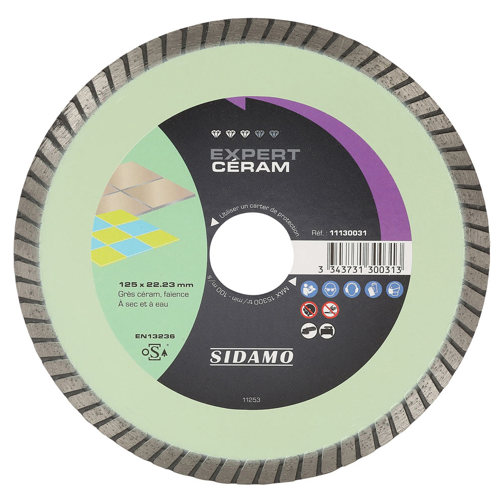 Disque diamant Expert Céram pour tronçonnage à sec et à eau de Grès céram et faïence SIDAMO - 11130031
