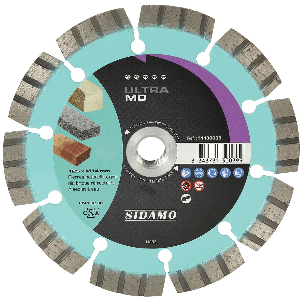 Disque diamant Ultra MD pour tronçonnage de pierres naturelles, granit et brique réfractaire à sec et à eau SIDAMO - 11130039