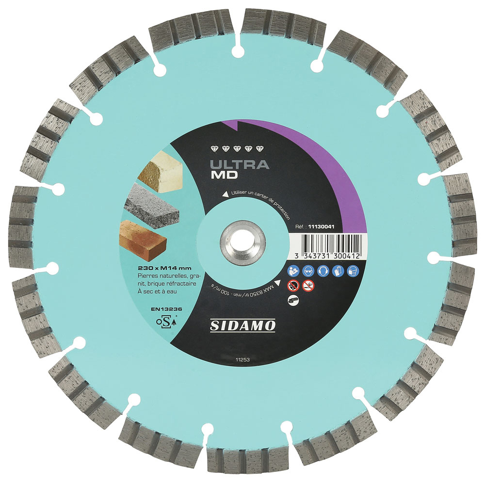 Disque diamant ULTRA MD pour tronçonnage à sec et à eau de pierres naturelles, granit, brique réfractaire SIDAMO - 11130041